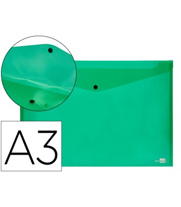 Carpeta liderpapel dossier broche 44243 polipropileno din a3 verde translucido