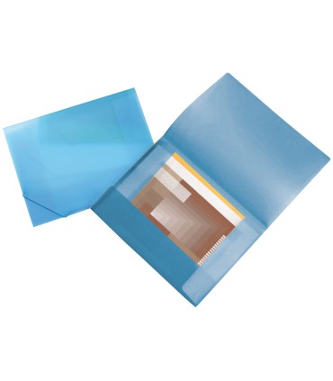 Carpeta liderpapel portadocumentos 44802 solapas polipropileno din a3 azul translucido lomo flexible