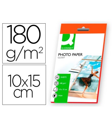 Papel q connect foto glossy kf01905 10x15 cm digital photo para ink jet bolsa de 25 hojas de 180 gr