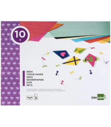 Bloc trabajos manuales liderpapel seda 240x315mm 10 hojas colores surtidos