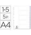 Separador numerico q-connect plastico 1-5 juego de 5 separadores din a4 multitaladro