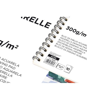 Bloc dibujo liderpapel acuarela espiral 297x210mm 10 hojas 300g m2 sin recuadro