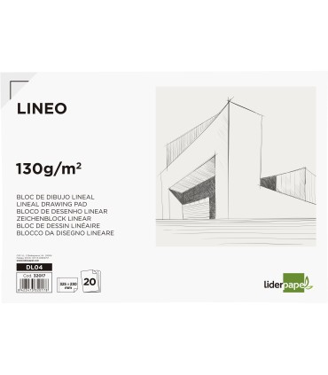 Bloc dibujo liderpapel lineal encolado 230x325mm 20 hojas 130 gr m2 sin recuadro