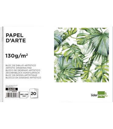 Bloc dibujo liderpapel artistico espiral 460x325mm 20 hojas 130gr m2 sin recambio perforado