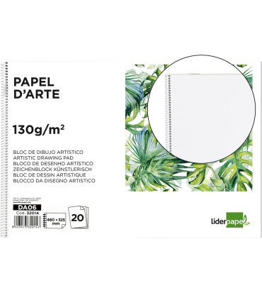 Bloc dibujo liderpapel artistico espiral 460x325mm 20 hojas 130gr m2 sin recambio perforado