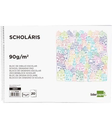 Bloc dibujo liderpapel escolar espiral 230x325mm 20 hojas 90 gr m2 sin recuadro