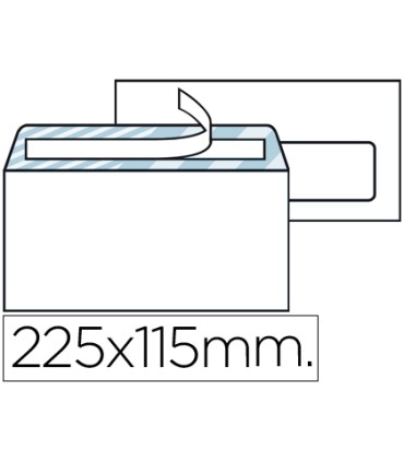 Sobre liderpapel n4 blanco americano ventana derecha 115x225mm tira silicona open system caja de 500 unidades