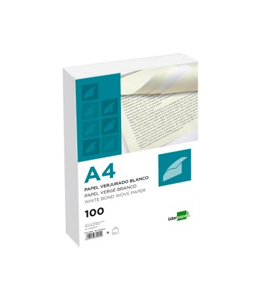 Papel verjurado liderpapel a4 120g m2 blanco paquete de 100 hojas