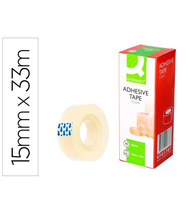 Cinta adhesiva q connect transparente 33 mt x 15 mm