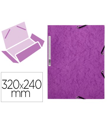 Carpeta q connect gomas kf02171 carton simil prespan solapas 320x243 mm violeta