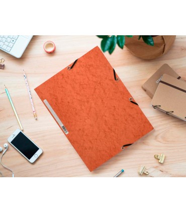 Carpeta q connect gomas kf02170 carton simil prespan solapas 320x243 mm naranja