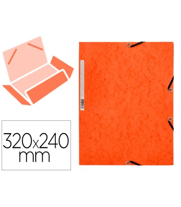 Carpeta q connect gomas kf02170 carton simil prespan solapas 320x243 mm naranja