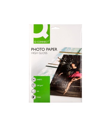 Papel q connect foto glossy kf02163 din a4 alta calidad digital photo para ink jet bolsa de 20 hojas de 260 gr