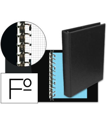 Carpeta multifin alfa 3005 g 16 anillas 40 mm plastico folio negro