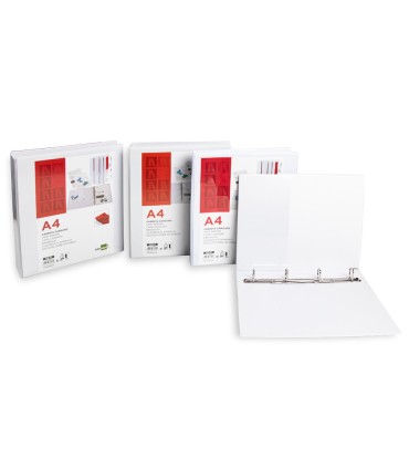 Carpeta canguro 4 anillas mixtas 55mm liderpapel a4 plastico blanca