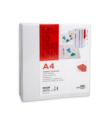 Carpeta canguro 2 anillas mixtas 55mm liderpapel a4 plastico blanca