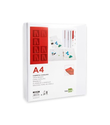 Carpeta canguro 2 anillas mixtas 40mm liderpapel a4 plastico blanca