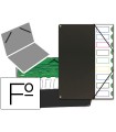 Carpeta clasificador tapa de plastico pardo folio -9 departamentos negro