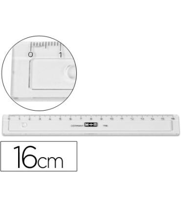 Regla mr 16 cm plastico transparente con bisel