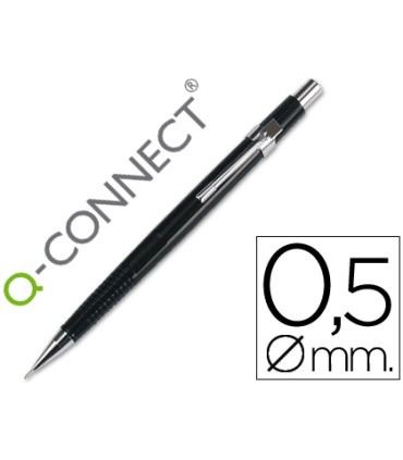 Portaminas q connect 05 mm con tres minas cuerpo negro clip metalico