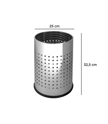 Papelera metalica q connect perforada cromada 250x325 mm