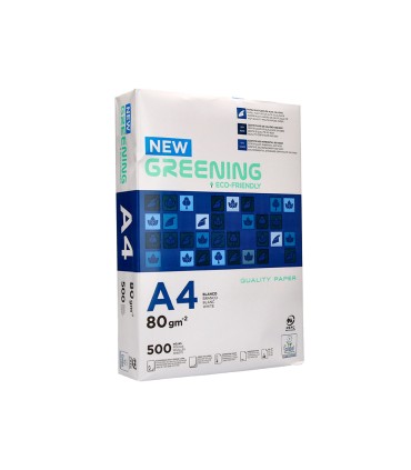 Papel fotocopiadora greening din a4 80 gramos paquete de 500 hojas