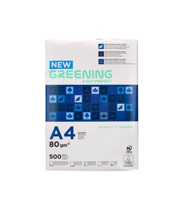 Papel fotocopiadora greening din a4 80 gramos paquete de 500 hojas