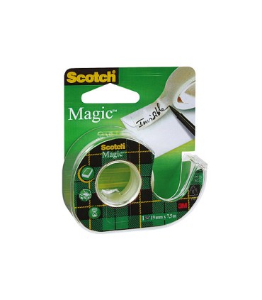 Cinta adhesiva scotch magic invisible 75 mt x 19 mm en portarrollo