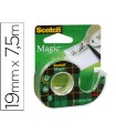 Cinta adhesiva scotch magic invisible 7,5 mt x 19 mm en portarrollo