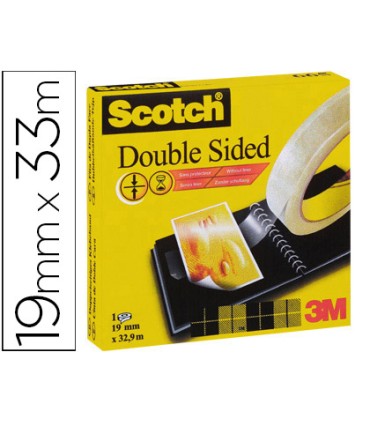 Cinta adhesiva scotch dos caras 33 mt x 19 mm