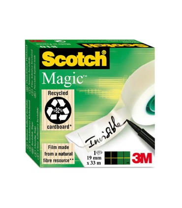 Cinta adhesiva scotch magic invisible 33 mt x 19 mm pack de 6 unidades