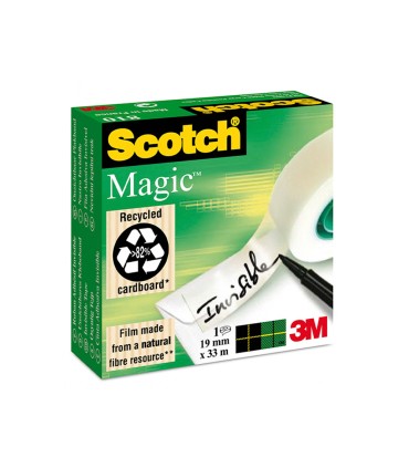 Cinta adhesiva scotch magic invisible 33 mt x 19 mm pack de 6 unidades