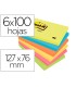 Bloc de notas adhesivas quita y pon post it 76x127 mm neon pack de 6 blocs surtido