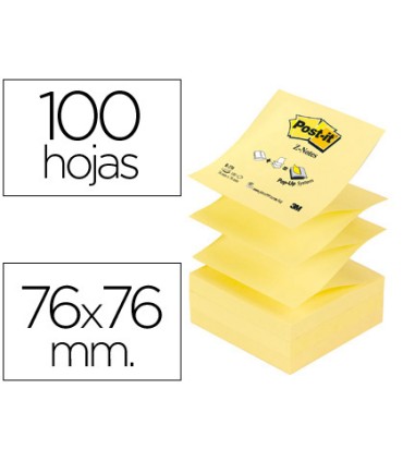 Bloc de notas adhesivas quita y pon post it 76x76 mm z notes