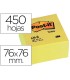 Bloc de notas adhesivas quita y pon post it 76x76x45 mm cubo color amarillo 450 hojas