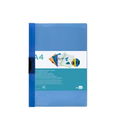 Carpeta liderpapel dossier pinza lateral 45302 polipropileno din a4 azul 30 hojas pinza deslizante