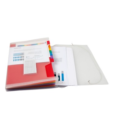 Carpeta liderpapel clasificador fuelle 42159 polipropileno a4 tte 2 huecos tarjetas spectrafile 13 dpto