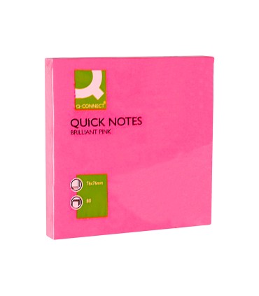 Bloc de notas adhesivas quita y pon q connect 76x76 mm rosa neon 80 hojas