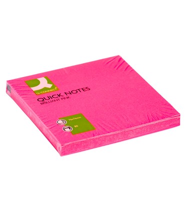 Bloc de notas adhesivas quita y pon q connect 76x76 mm rosa neon 80 hojas