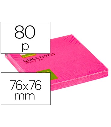 Bloc de notas adhesivas quita y pon q connect 76x76 mm rosa neon 80 hojas