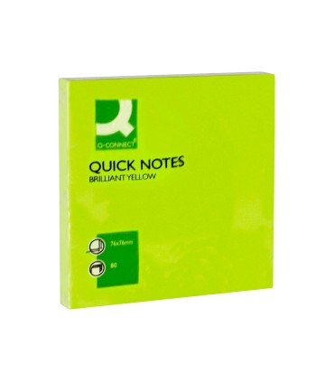 Bloc de notas adhesivas quita y pon q connect 76x76 mm verde neon 80 hojas