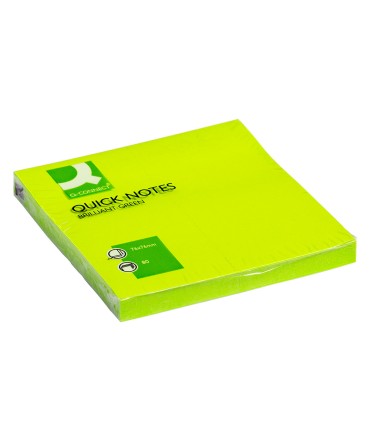 Bloc de notas adhesivas quita y pon q connect 76x76 mm verde neon 80 hojas