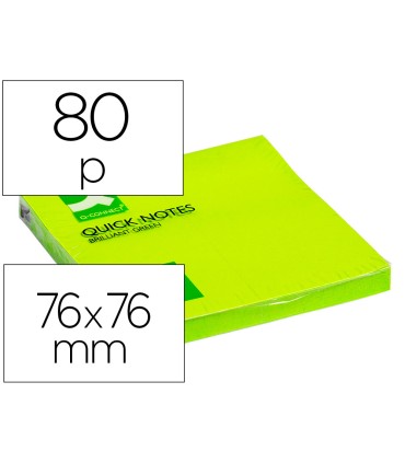 Bloc de notas adhesivas quita y pon q connect 76x76 mm verde neon 80 hojas