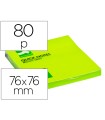 Bloc de notas adhesivas quita y pon q-connect 76x76 mm verde neon 80 hojas