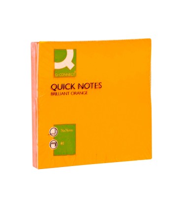 Bloc de notas adhesivas quita y pon q connect 76x76 mm naranja neon 80 hojas