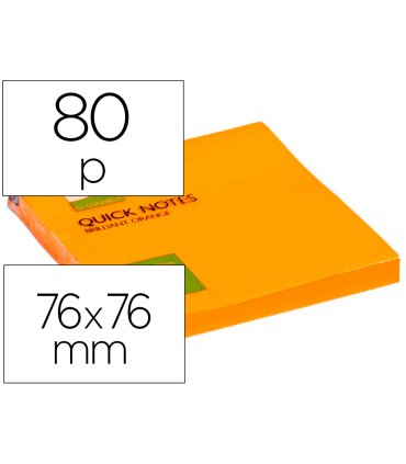 Bloc de notas adhesivas quita y pon q connect 76x76 mm naranja neon 80 hojas