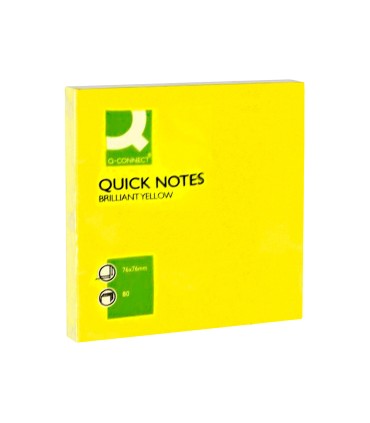 Bloc de notas adhesivas quita y pon q connect 76x76 mm amarillo neon 80 hojas