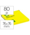 Bloc de notas adhesivas quita y pon q-connect 76x76 mm amarillo neon 80 hojas