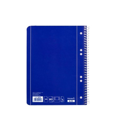 Cuaderno espiral liderpapel a5 micro serie azul tapa blanda 80h 75 gr liso 6taladros azul