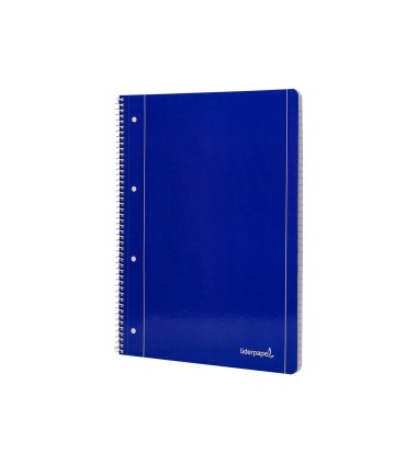 Cuaderno espiral liderpapel a4 micro serie azul tapa blanda 80h 80 gr horizontal con margen 4 taladros azul